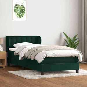 Imagine vidaXL Pat box spring cu saltea, verde închis, 80x220 cm, catifea