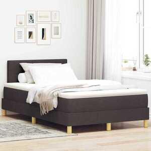 Imagine vidaXL Pat cu arcuri cu pernă Manual Maro închis 120 x 200 cm țesătură