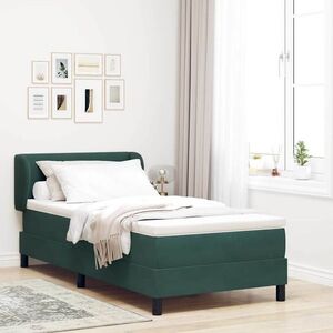 Imagine vidaXL Pat cu arcuri cu headboard Verde închis 90 x 200 cm Catifea