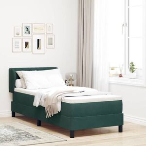 Imagine vidaXL Pat cu arcuri cu headboard Verde închis 80 x 200 cm Catifea