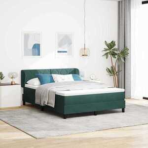 Imagine vidaXL Pat cu arcuri cu headboard Verde închis 140 x 190 cm Catifea