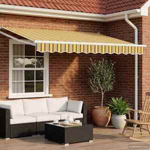 Imagine vidaXL Copertină retractabilă Galben, Gri și Alb 2, 5 x 2 m