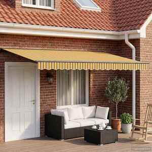 Imagine vidaXL Copertină retractabilă manuală Galben, Gri și Alb 4, 5 × 3, 5 m