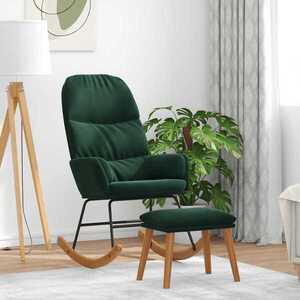 Imagine vidaXL Scaun balansoar cu suport picioare, verde închis, catifea