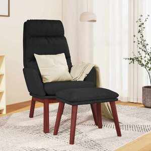 Imagine vidaXL Scaun de relaxare cu taburet, negru, textil