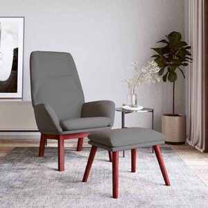 Imagine vidaXL Scaun de relaxare cu taburet, gri deschis, textil