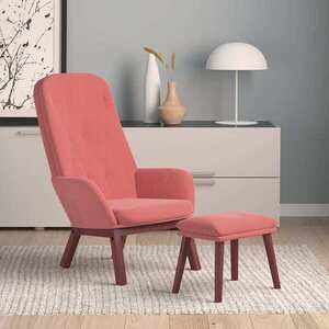 Imagine vidaXL Scaun de relaxare cu taburet, roz, catifea