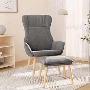 Imagine vidaXL Scaun de relaxare cu taburet, gri deschis, textil