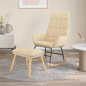 Imagine vidaXL Scaun balansoar cu taburet, crem, material textil