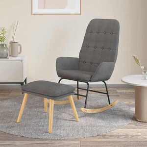 Imagine vidaXL Scaun balansoar cu taburet, gri deschis, textil