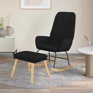 Imagine vidaXL Scaun balansoar cu taburet, Negru, material textil