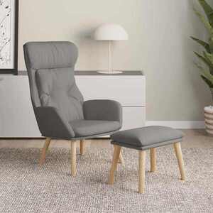 Imagine vidaXL Scaun de relaxare cu taburet, gri deschis, textil