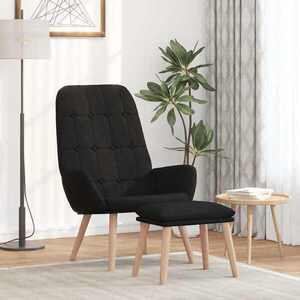 Imagine vidaXL Scaun de relaxare cu taburet, negru, textil