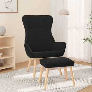 Imagine vidaXL Scaun de relaxare cu taburet, negru, textil