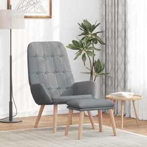 Imagine vidaXL Scaun de relaxare cu taburet, gri deschis, textil