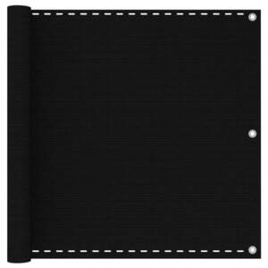 Imagine vidaXL Paravan de balcon, negru, 90x600 cm, HDPE