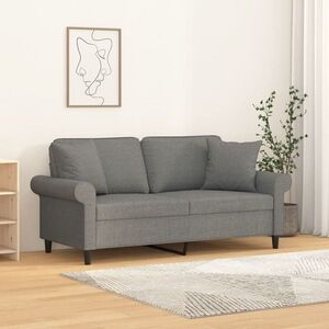 Imagine vidaXL Canapea cu 2 locuri cu perne&pernuțe gri închis 140 cm textil