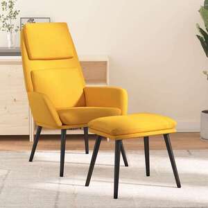 Imagine vidaXL Scaun relaxare cu taburet, galben muștar, textil