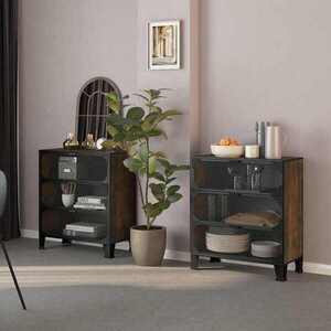Imagine vidaXL Dulapuri de depozitare 2 buc. maro rustic 72x36x82 cm metal/MDF