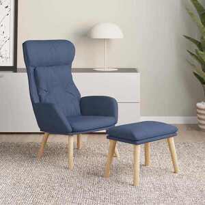 Imagine vidaXL Scaun de relaxare cu taburet, albastru, textil