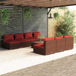 Imagine vidaXL Set mobilier de grădină cu perne, 8 piese, maro, poliratan