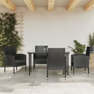 Imagine vidaXL Set mobilier de grădină, 5 piese, negru, poliratan și oțel