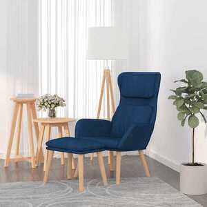 Imagine vidaXL Scaun de relaxare cu taburet, albastru, catifea