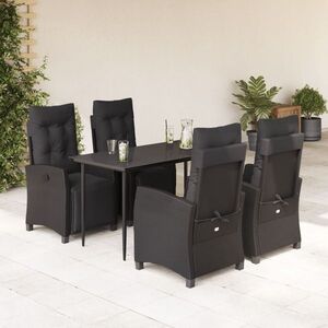 Imagine vidaXL Set mobilier de grădină cu perne, 5 piese, negru, poliratan