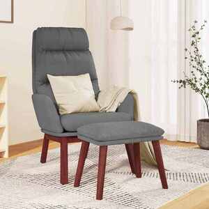 Imagine vidaXL Scaun de relaxare cu taburet, gri deschis, material textil