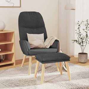 Imagine vidaXL Scaun de relaxare cu taburet, gri închis, textil