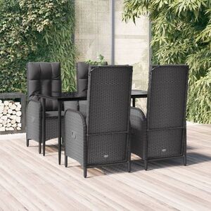 Imagine vidaXL Set mobilier de grădină cu perne, 5 piese, negru, poliratan