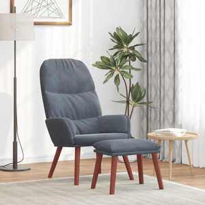 Imagine vidaXL Scaun de relaxare cu taburet, gri închis, catifea