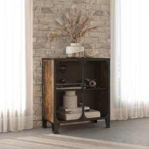Imagine vidaXL Dulap de depozitare în stil rustic, maro, 72x36x82cm, metal și MDF
