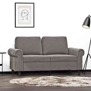 Imagine vidaXL Canapea cu 2 locuri, gri deschis, 120 cm, catifea