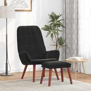 Imagine vidaXL Scaun de relaxare cu taburet, negru, catifea