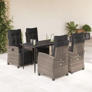 Imagine vidaXL Set mobilier de grădină cu perne, 5 piese, gri, poliratan