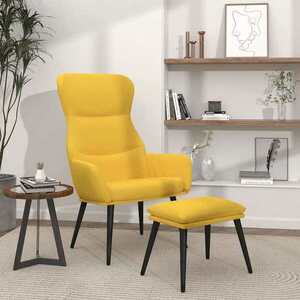 Imagine vidaXL Scaun de relaxare cu taburet, galben muștar, textil