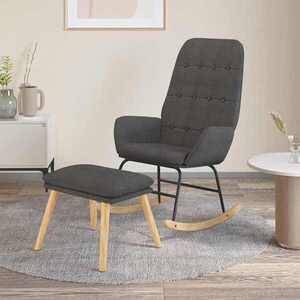 Imagine vidaXL Scaun balansoar cu taburet, gri închis, textil