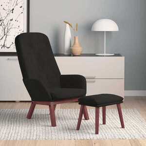 Imagine vidaXL Scaun de relaxare cu taburet, negru, catifea