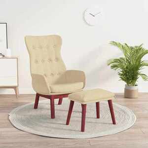 Imagine vidaXL Scaun de relaxare cu taburet, crem, textil
