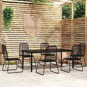Imagine vidaXL Set de mobilier pentru grădină, 7 piese, negru