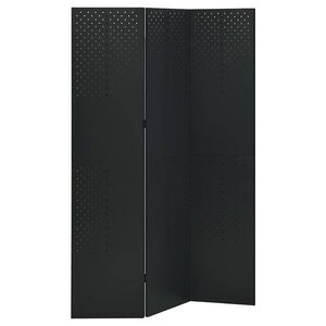Imagine vidaXL Paravan de cameră cu 3 panouri, negru, 120x180 cm, oțel