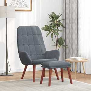 Imagine vidaXL Scaun de relaxare cu taburet, gri închis, catifea