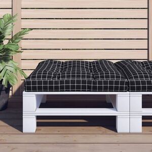 Imagine vidaXL Pernă de paleți, negru, 70x70x12 cm, textil, model carouri