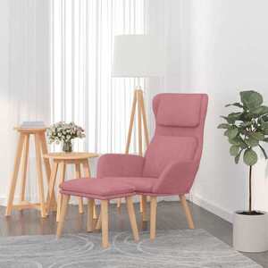 Imagine vidaXL Scaun de relaxare cu taburet, roz, catifea