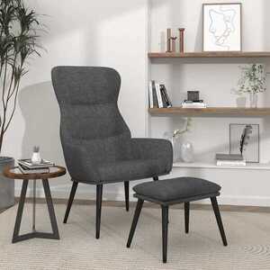 Imagine vidaXL Scaun de relaxare cu taburet, gri închis, material textil