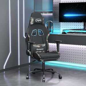 Imagine vidaXL Scaun de gaming cu suport picioare, negru și camuflaj, textil