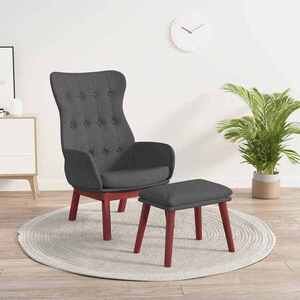 Imagine vidaXL Scaun de relaxare cu taburet, gri deschis, textil
