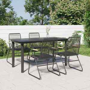 Imagine vidaXL Set mobilier de grădină, 5 piese, negru, ratan PVC