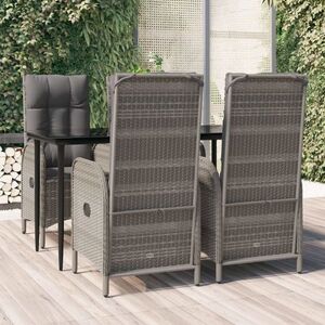 Imagine vidaXL Set mobilier grădină cu perne, 5 piese, negru și gri, poliratan